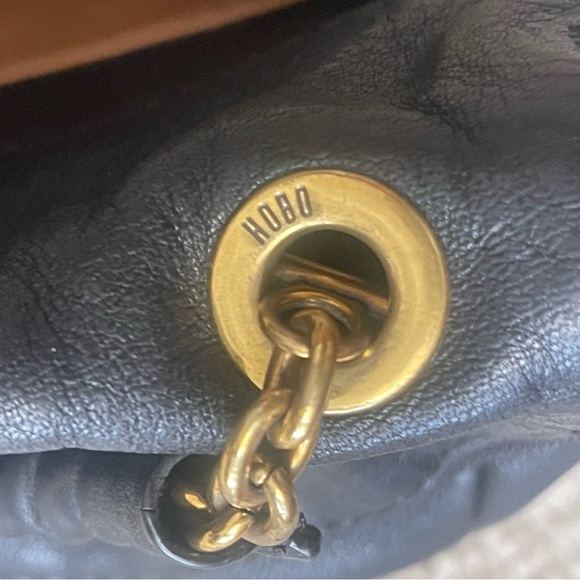 HOBO Black Leather Top-Handle Crossbody Bag with Gold Hardware like new - Picture 5 of 13
